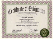 Get ordained with a Certificate of Ordination signed by a real person, not printed online