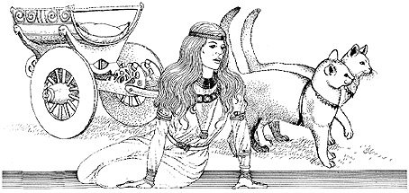 Freya's Chariot is pulled by Cats, her legendary companions. Her religion was once called wicce-croeft and her practitioners all had cats as familiars in honor of their Goddess