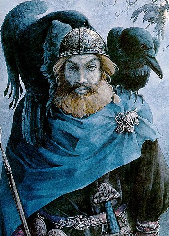 Odin, also spelled Oden and Wodan, the All-Father of the Gods of Northern Europe who gave his right eye for sacred knowledge to create and protect humankind. His ravens Thought and Memory keep him informed of earths goings on